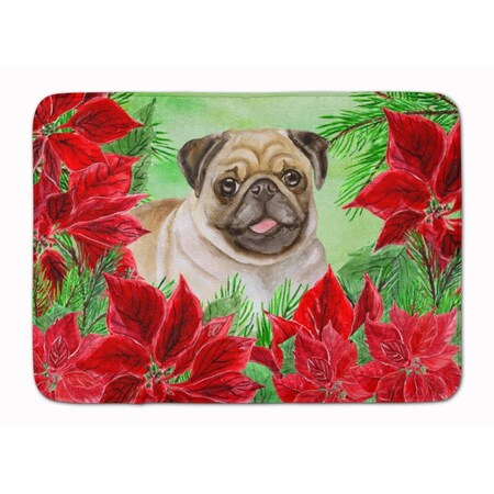 Carolines Treasures Fawn Pug Poinsettas Machine Washable Memory Foam Mat CK1365RUG